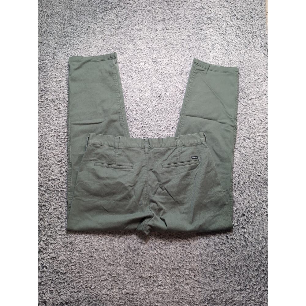RVCA Pants Men 34x30 Green New Dawn Fit Straight Stretch Canvas Skate Y2K Work